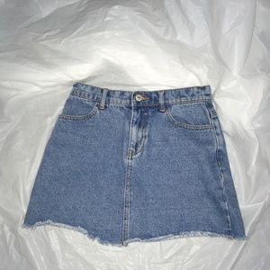 John Galt California Frayed Denim Mini Skirt